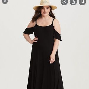 Torrid Cold Shoulder Black Jersey Occasion Dress